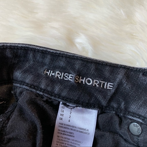 American Eagle Black Hi Rise Shortie Shorts Size 2 - Picture 7 of 10